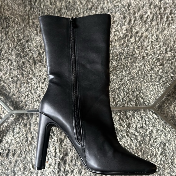 Boohoo Black Square Toe Heeled Boots, 9 - Picture 5 of 9